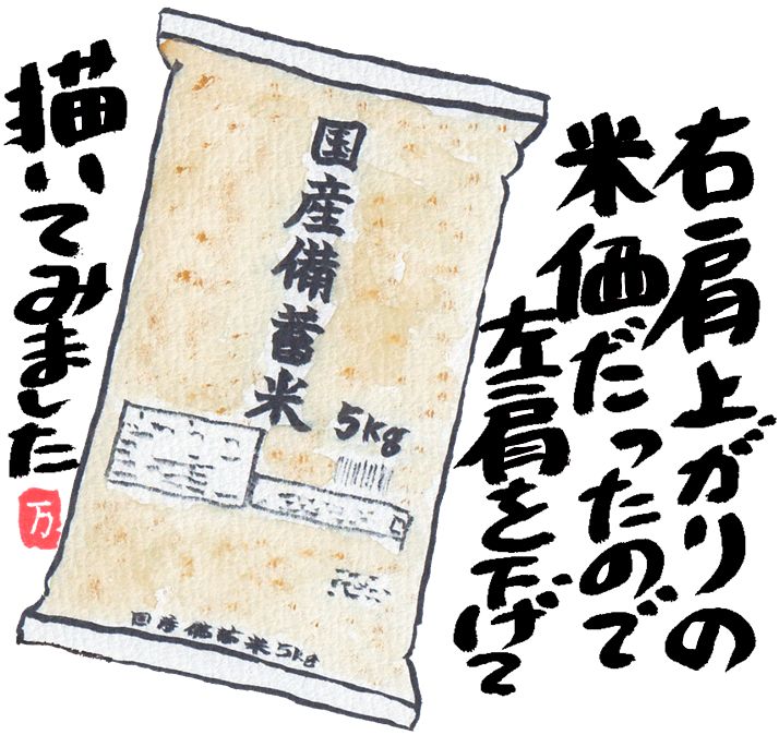2025年7月絵手紙備蓄米